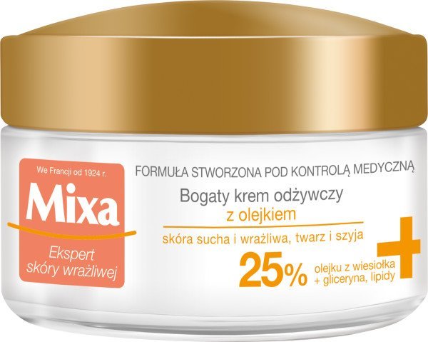Mixa Krem odżywczy z olejkiem 25% do cery suchej i wrażliwej, 50ml