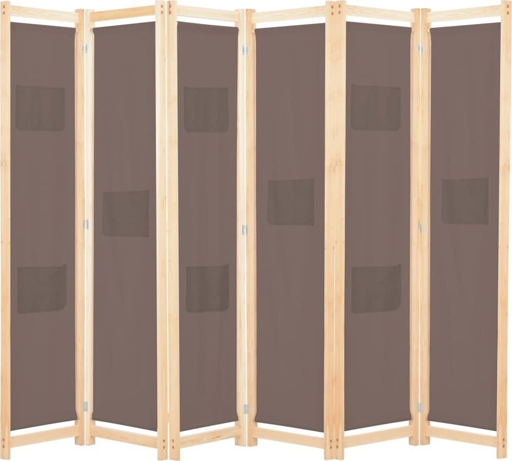 vidaXL Parawan 6-panelowy, brązowy, 240 x 170 x 4 cm, tkanina