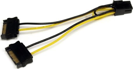 StarTech SATA 15-pin - PCIe 6-pin, 0.15m, Żółty (SATPCIEXADAP)