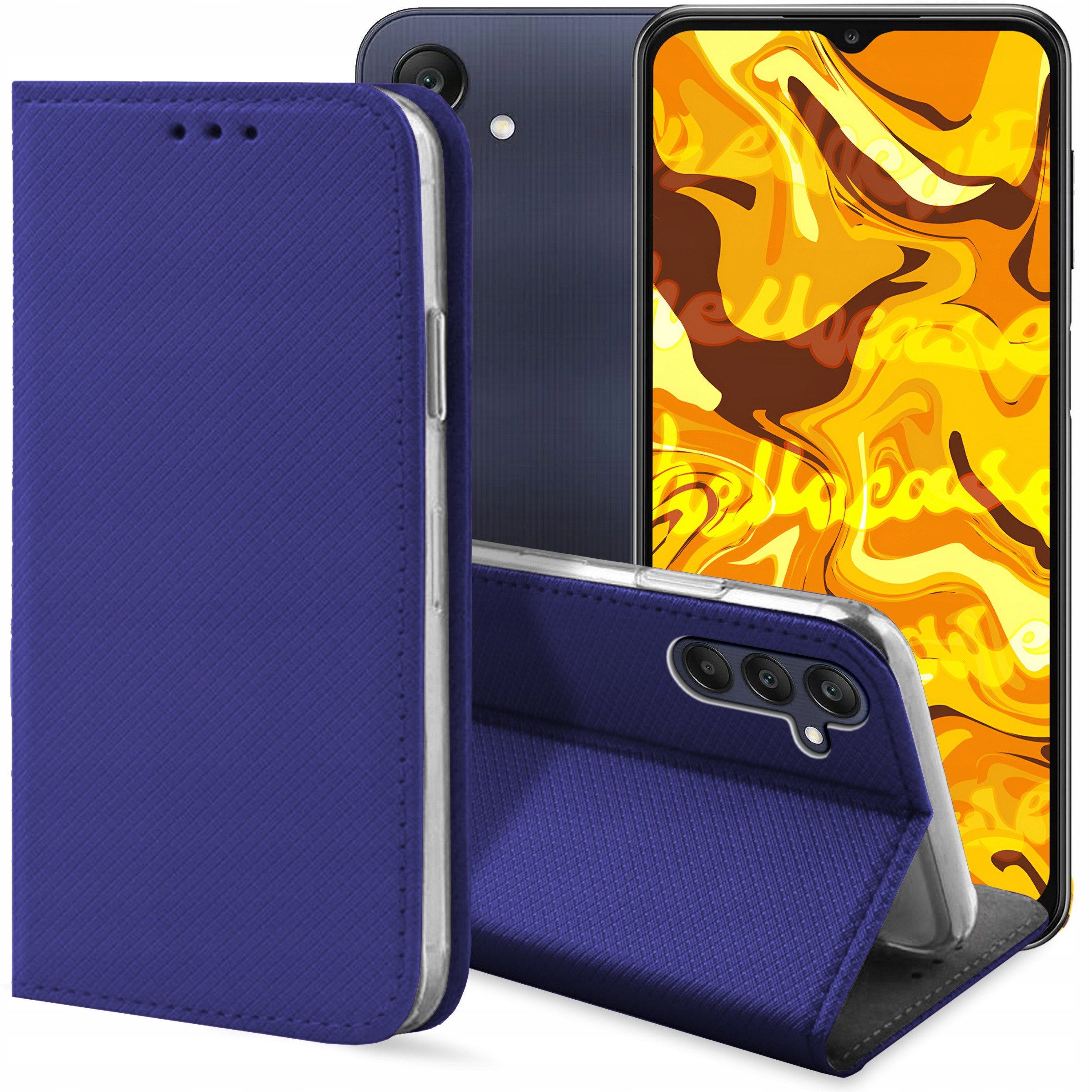 ETUI Z KLAPKĄ DO SAMSUNG GALAXY A25 5G GRANATOWE ZAMYKANE MAGNETYCZNE CASE
