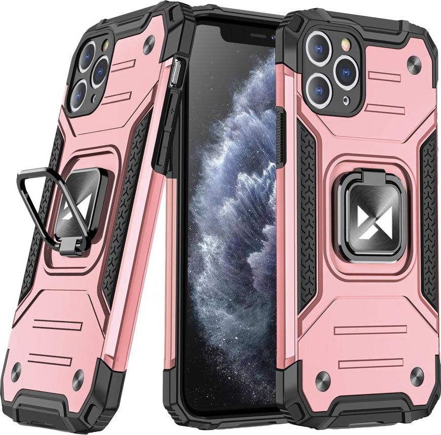 Wozinsky Wozinsky Ring Armor pancerne hybrydowe etui pokrowiec + magnetyczny uchwyt iPhone 11 Pro różowy
