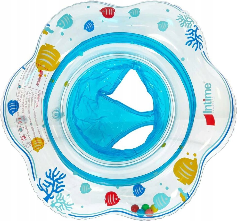 Ikonka Kółko do pływania dla niemowląt koło pontonik dla dzieci dmuchany z siedziskiem niebieskie max 15kg 0-12miesięcy