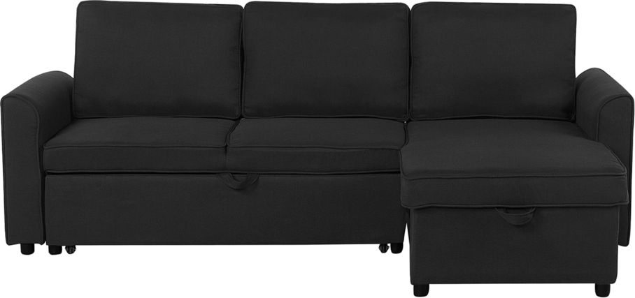 Beliani Narożnik rozkładany lewostronny czarny NESNA