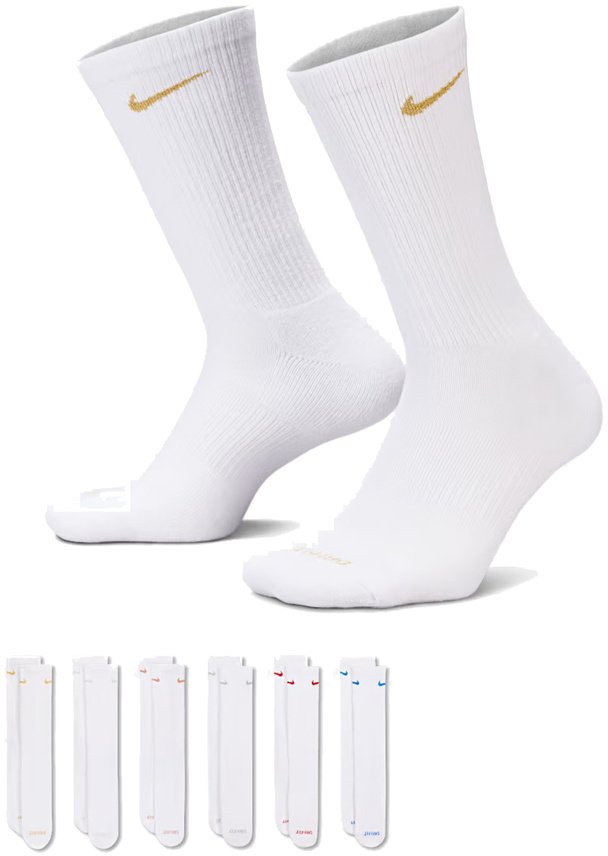 Nike Skarpety długie 6-PAK Everyday Plus Cushioned Białe Dri-FIT r M / 38-42