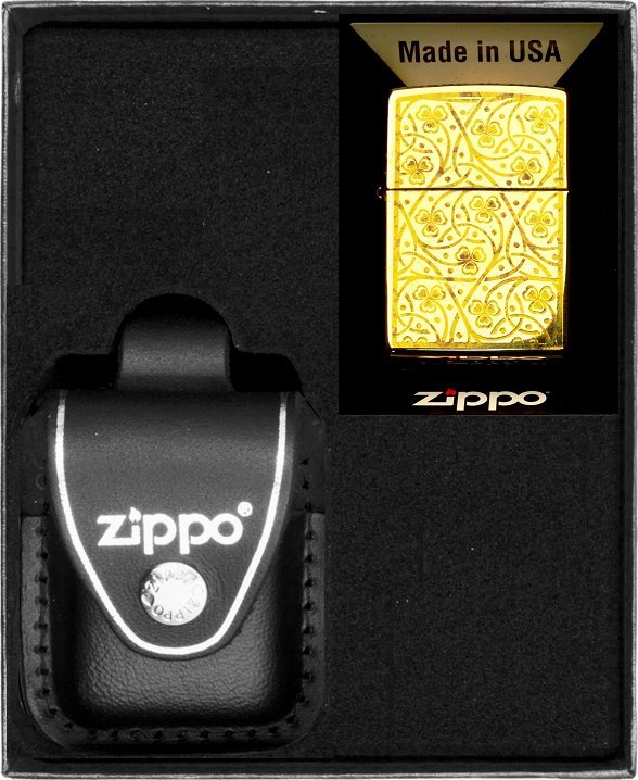 Zestaw ZIPPO Zapalniczka CLOVER LEAVES DESIGN Prezentowy No3