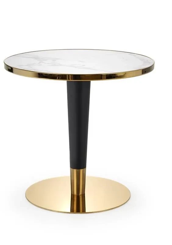 Stół MORATA 79x79 biały marmur/złoty HALMAR