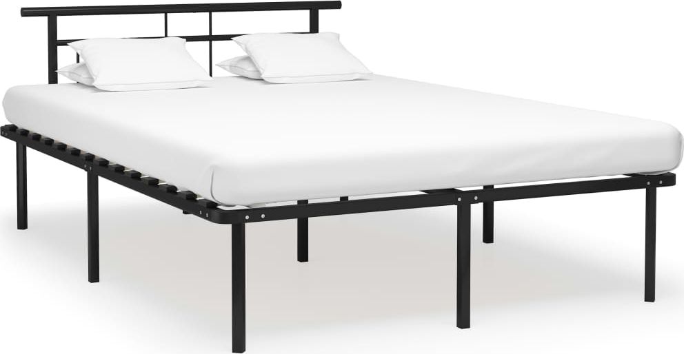 vidaXL Rama łóżka, czarna, metalowa, 160x200 cm