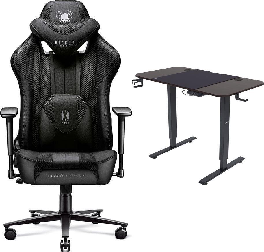 Fotel Diablo Chairs X-PLAYER 2.0 Normal Size Czarny + EGON 1100 Orzechowe 110 cmx60 cm