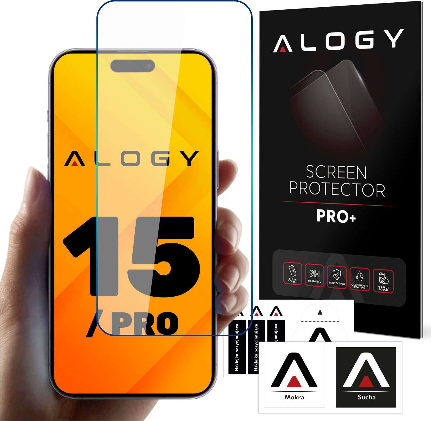 Alogy Szkło hartowane 9H do iPhone 15 / 15 Pro / 16 na ekran Screen Protector PRO+