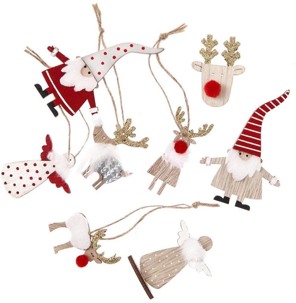 Drewniane motywy świąteczne multikolor 8szt