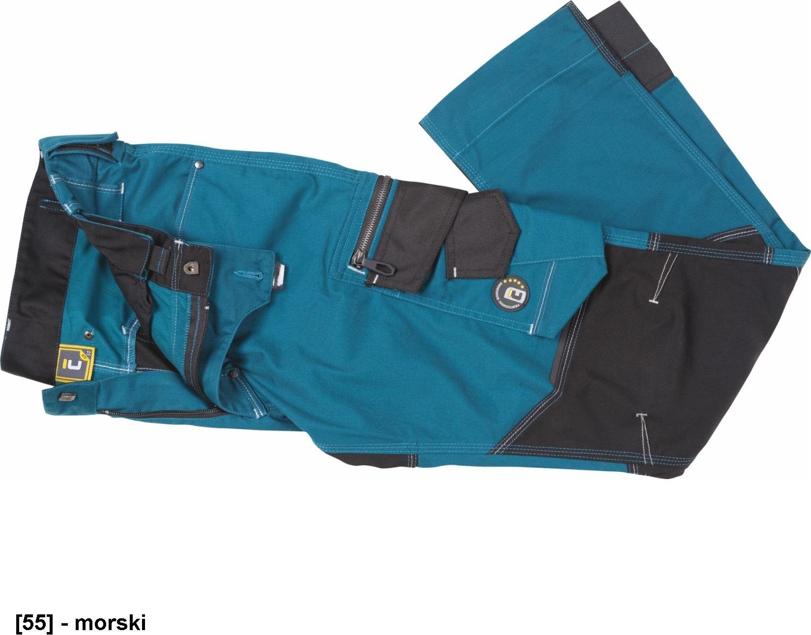 CERVA NEURUM PERFORMANCE spodnie - męskie spodnie robocze, elastyczny materiał TrifibetexPRO, 6 kieszeni, odblaski - morski 58