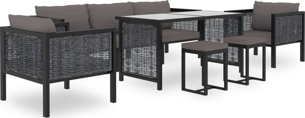 vidaXL VidaXL 8-cz. zestaw wypoczynkowy do ogrodu, poduszki, rattan PE