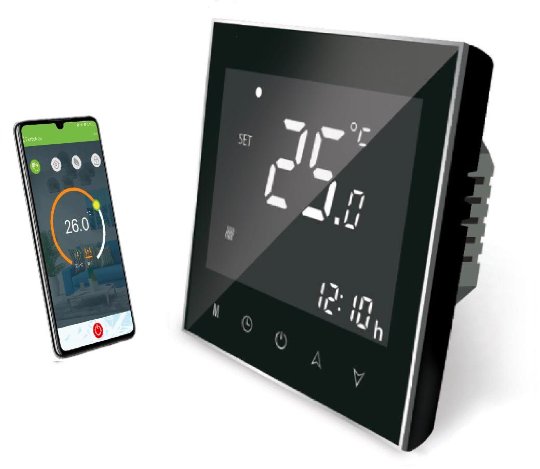 SPRING TR2000-1WB, Termostatas, elektros grindiniam šildymui, juodas