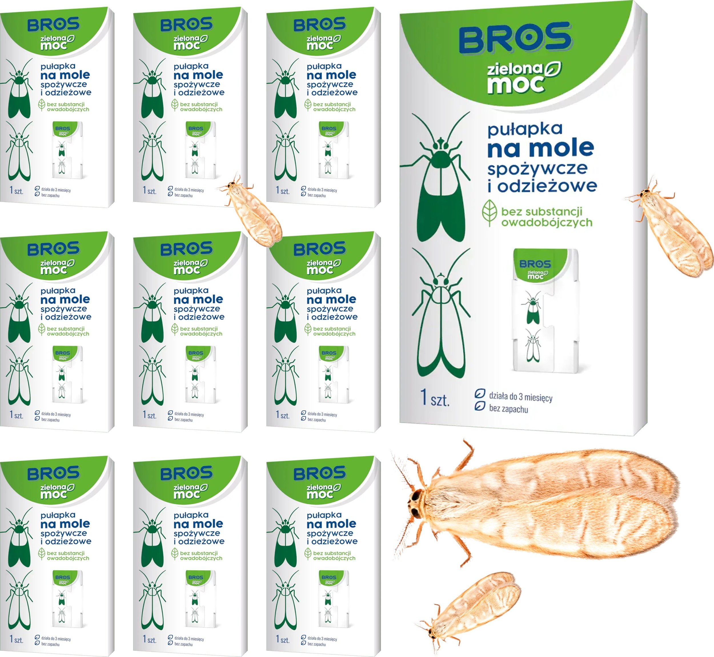 Bros BROS - Zielona Moc pułapka na mole spożywcze i odzieżowe - 10 szt.