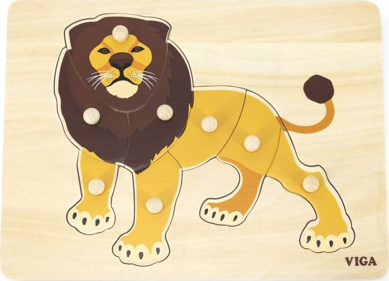 Viga Toys VIGA Drewniane Puzzle Montessori Lew z Pinezkami