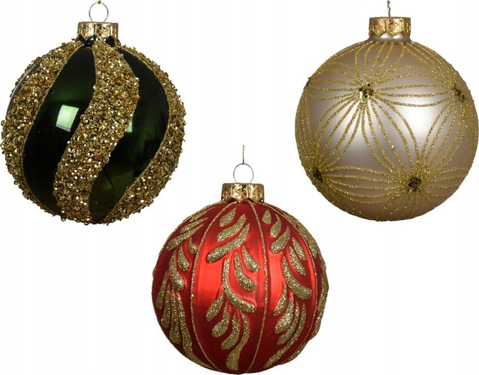 Kaemingk Brokatowa bombka choinkowa szklana 10cm 1szt