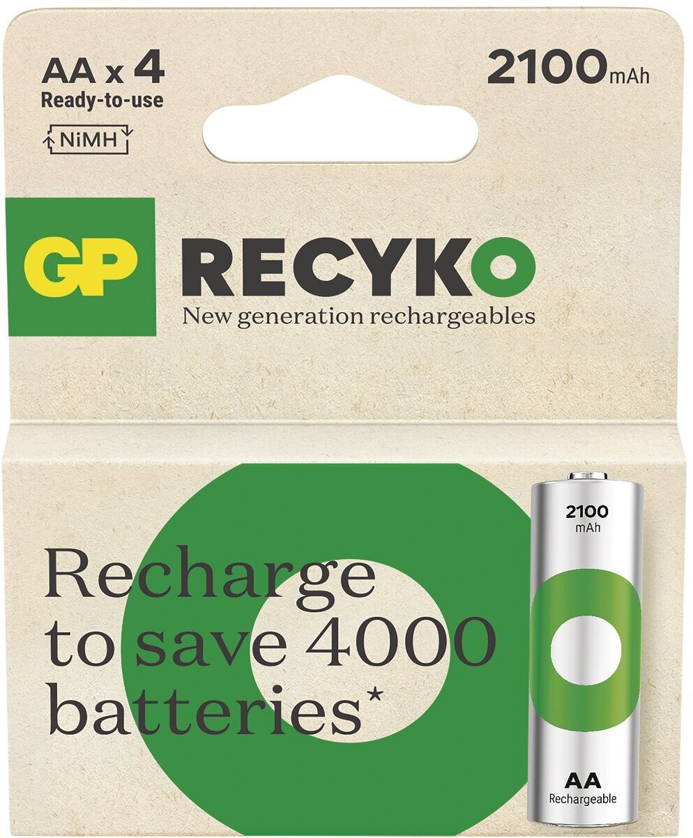 GP 4 x baterie akumulacyjne AA / R6 Ni-MH ReCyko 2100mAh