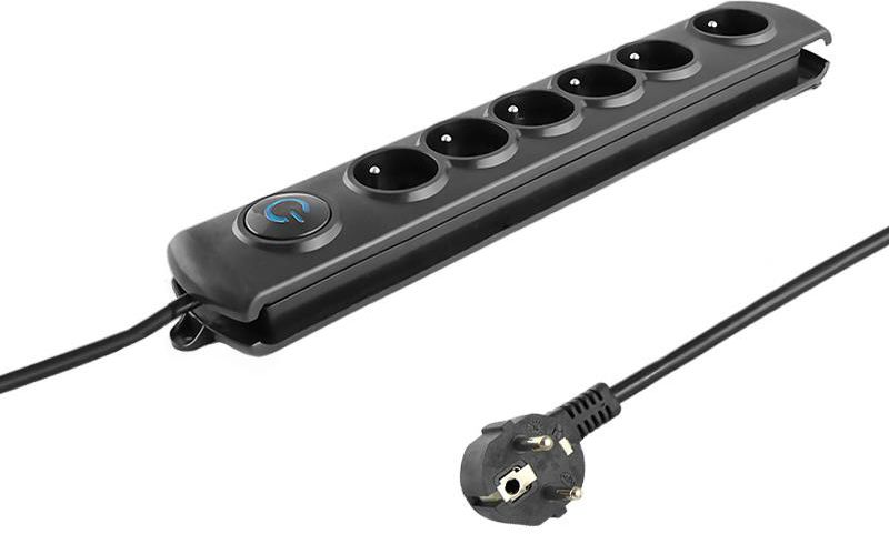 Listwa zasilająca Qoltec Swift przeciwprzepięciowa 6 gniazd 3 m czarna (50112)