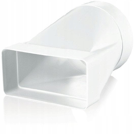 Łącznik kanału płaskego i okrągłego 55x110mm fi100mm w płaszczyźnie stycznej biały KP55-3