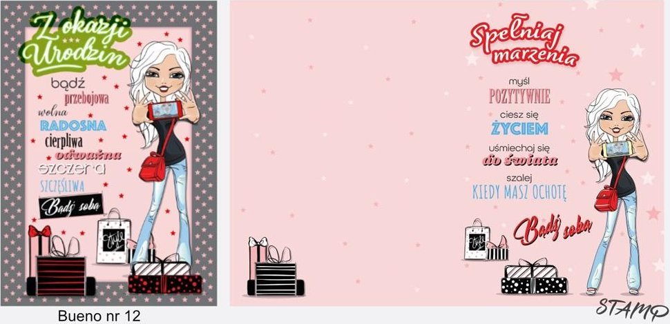 Stamp Karnet Bueno B6 + koperta wzór nr 12 Urodziny