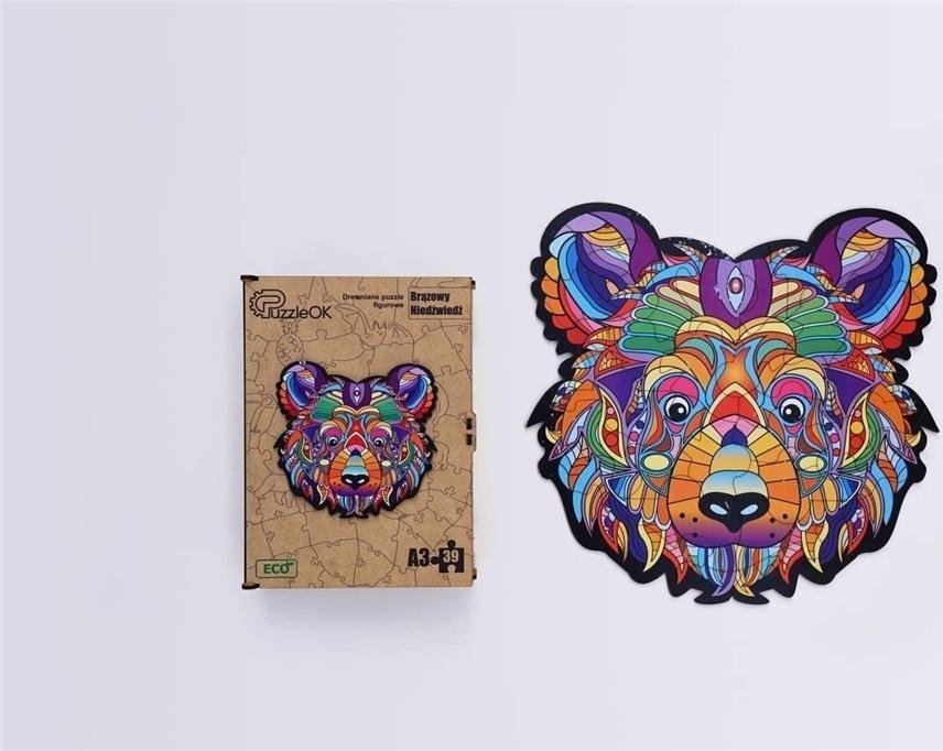 PuzzleOK Puzzle drewniane eko 39 Brązowy niedźwiedź A3