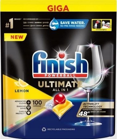 Finish Finish Powerball Ultimate Deep Clean and Shine Lemon Tabletki do zmywarki 100 sztuk
