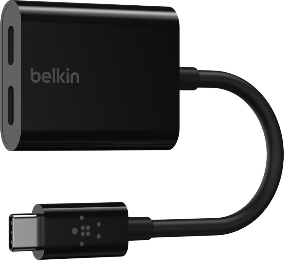 Adapter USB Belkin F7U081btBLK USB-C - USB-C x2 Czarny (F7U081btBLK)