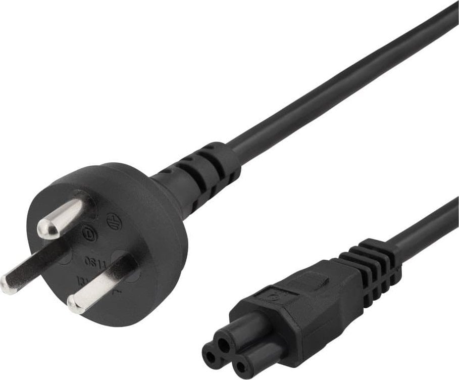 Power cable, 2m, DK 2-5a to IEC C5, 2.4A, earthed, black