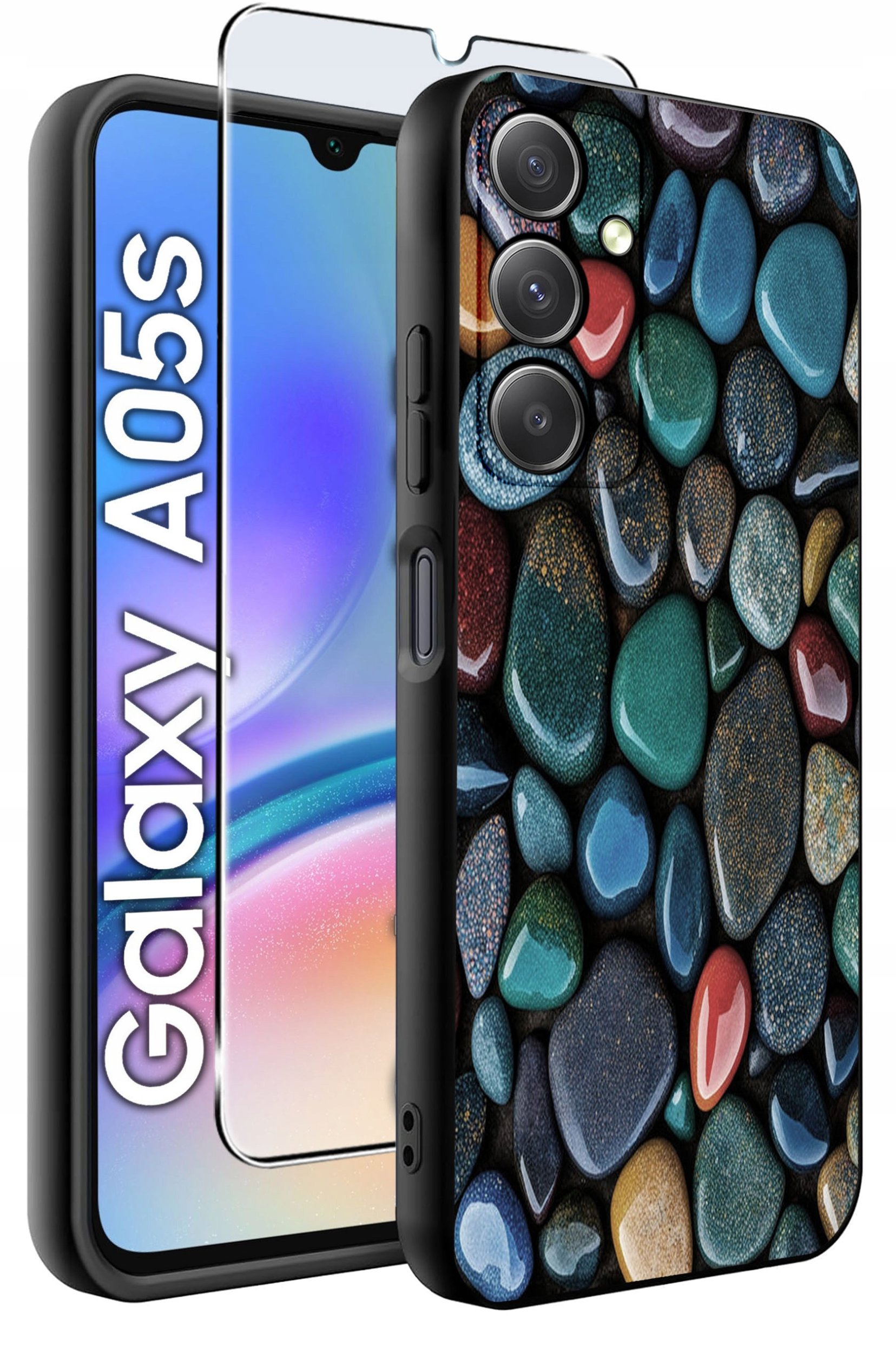 ETUI do Samsung A05s WZORY | SILIKONOWE MATT CASE + SZKŁO 9H