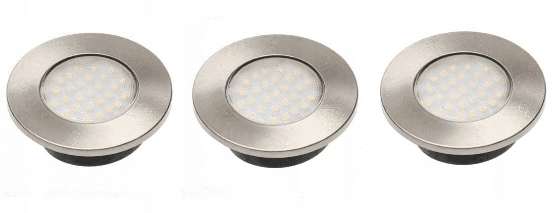 Recessed LED lights GTV BARRI, 3x1.5 W, 3x80 lm, 2700 K, 220 V, aluminum color, o7 cm, 3 pcs.