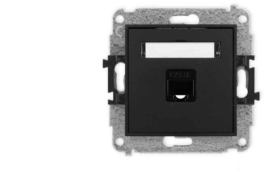 ICON Mechanizm gniazda komputerowego pojedynczego 1xRJ45, kat. 5e, 8-stykowy czarny mat 12IGK-1