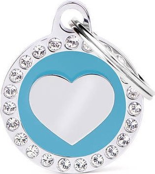 Zawieszka Adresówka Identyfikator z grawerem dla psa i kota niebieskie serce glam