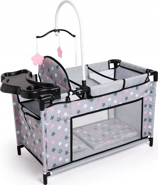 Bayer Łóżeczko dla lalki z akcesoriami szare 62607AA