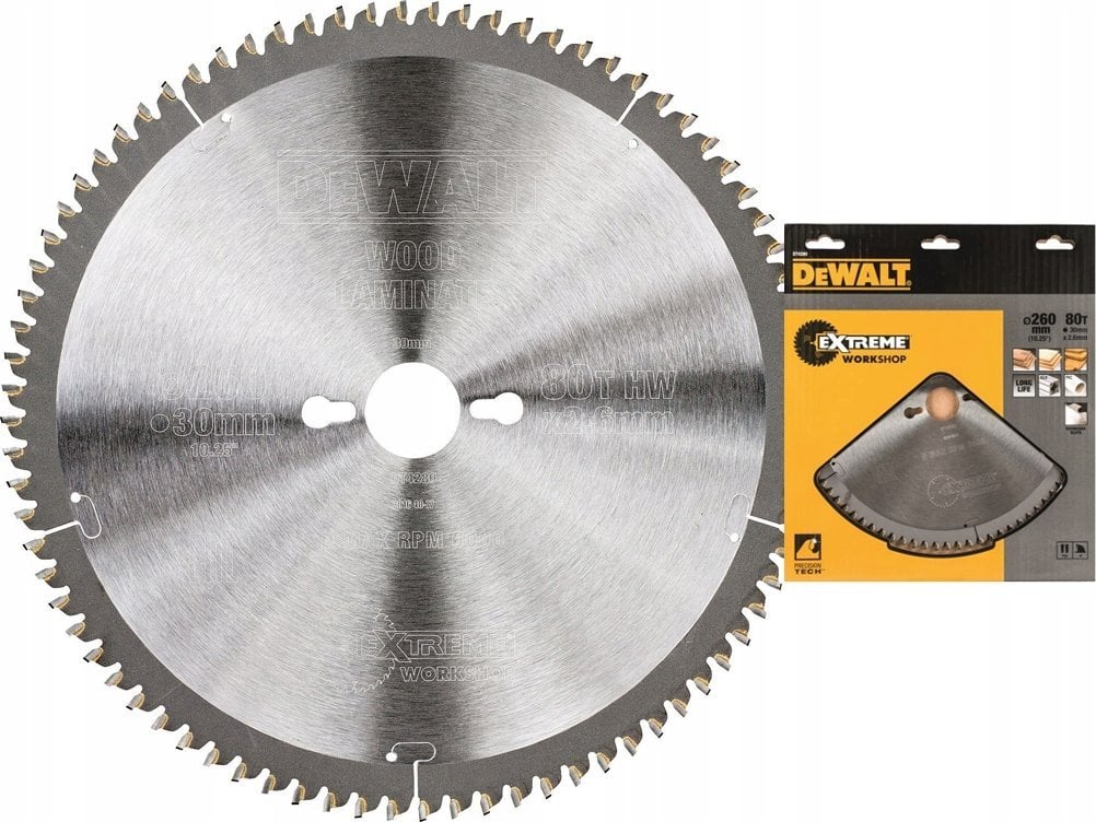Dewalt DEWALT Tarcza pilarska do pilarek stacjonarnych (260x30mm, 80 zęby) - DT4280-QZ