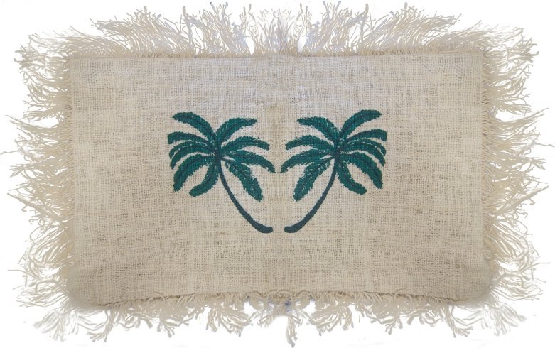 Eurofirany Lniana Poszewka z Frędzlami - Palma Prostokąt 30 x 50 cm