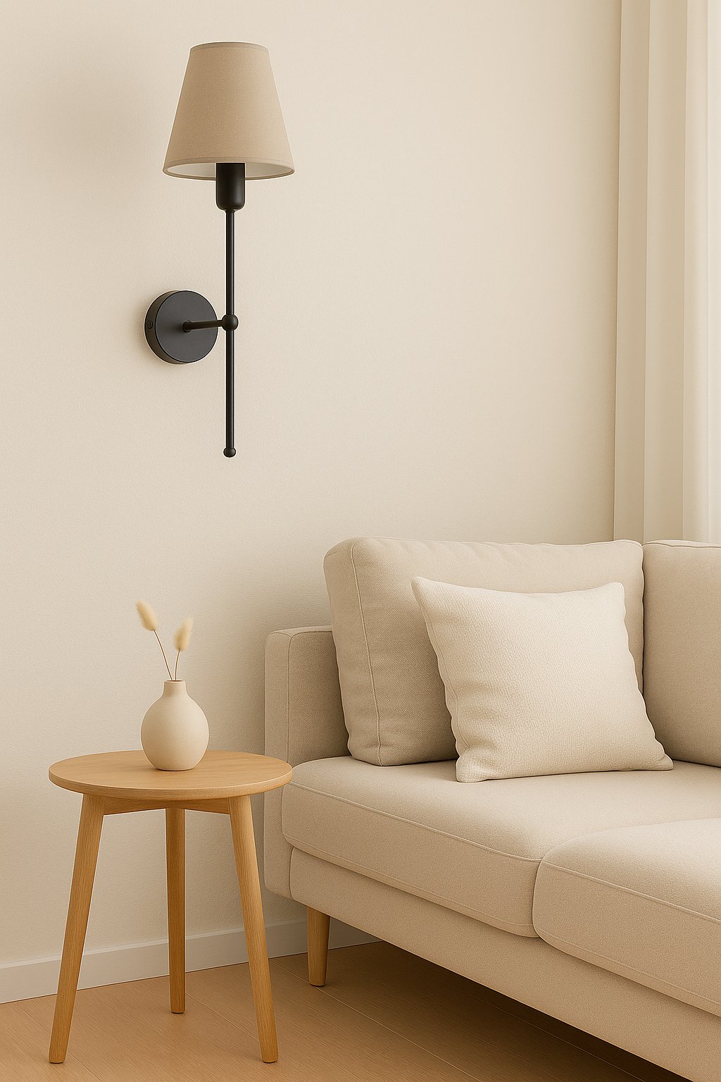 Kinkiet z abazurem w stylu modern farmhouse