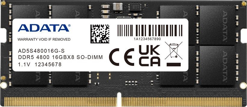 Pamięć do laptopa ADATA SODIMM, DDR5, 32 GB, 4800 MHz, CL40 (AD5S480032G-S)
