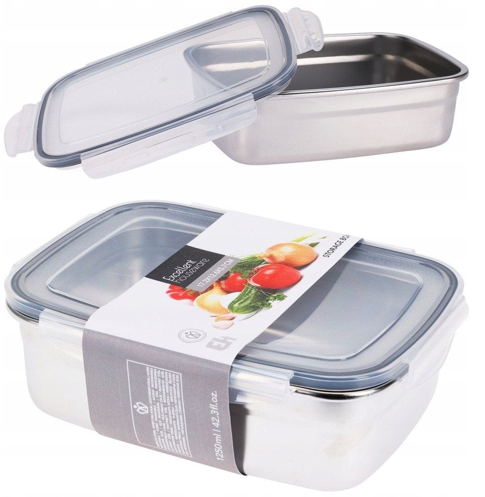 Pojemnik na żywność stalowy z pokrywką i uszczelką 1,25 l