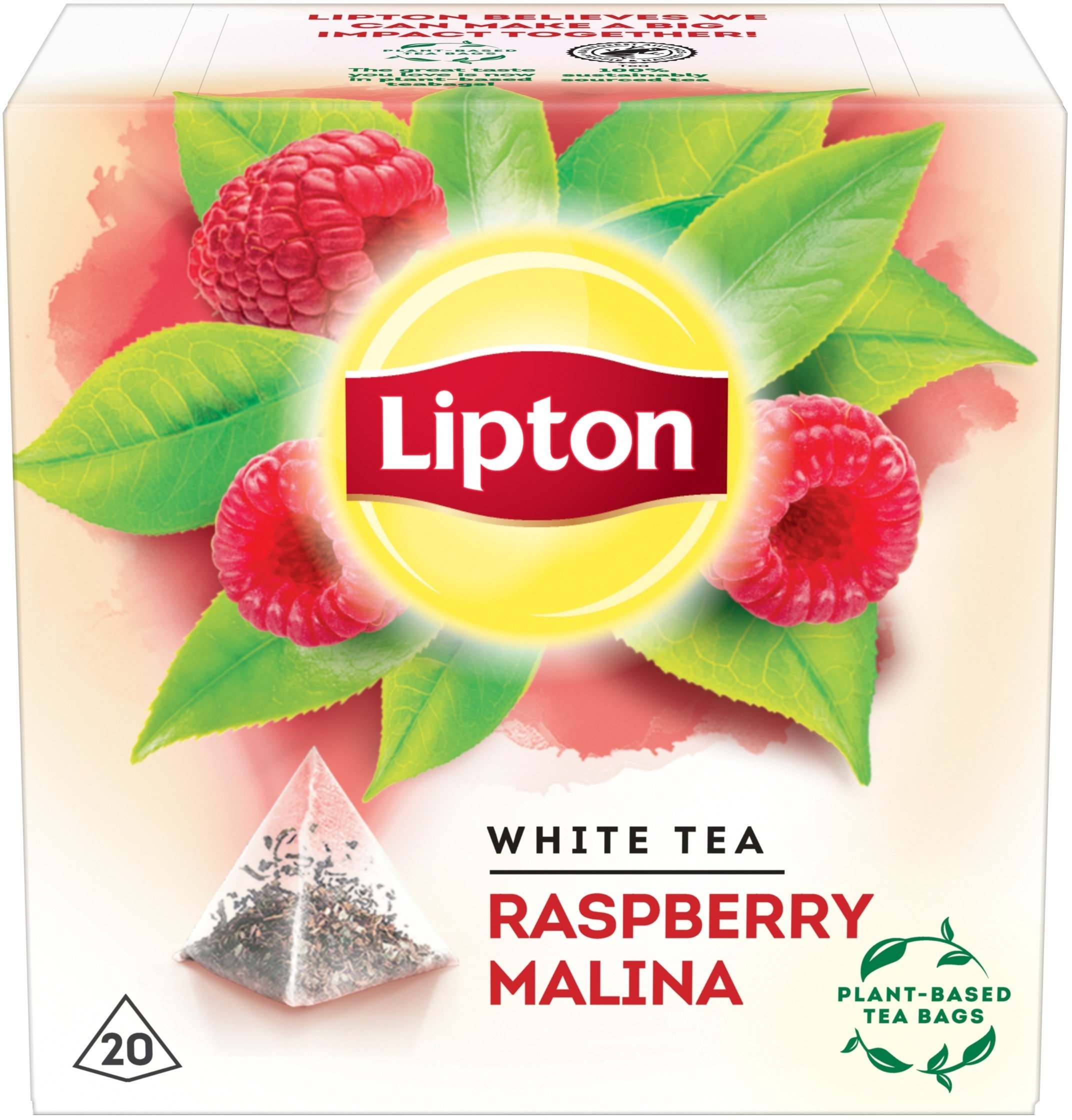 Lipton Herbata biała aromatyzowana Malina 20 torebek