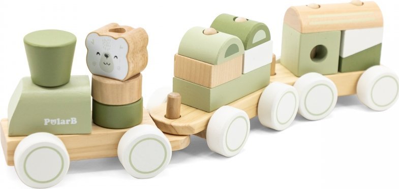 Viga Toys Zielona Kolejka Pociąg Z Wagonikami Klocki