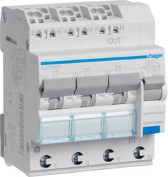 Hager Wyłącznik różnicowonadprądowy 3x1P+N C 10A 0,03A Typ A 6kA RCBO (ADZ360D)