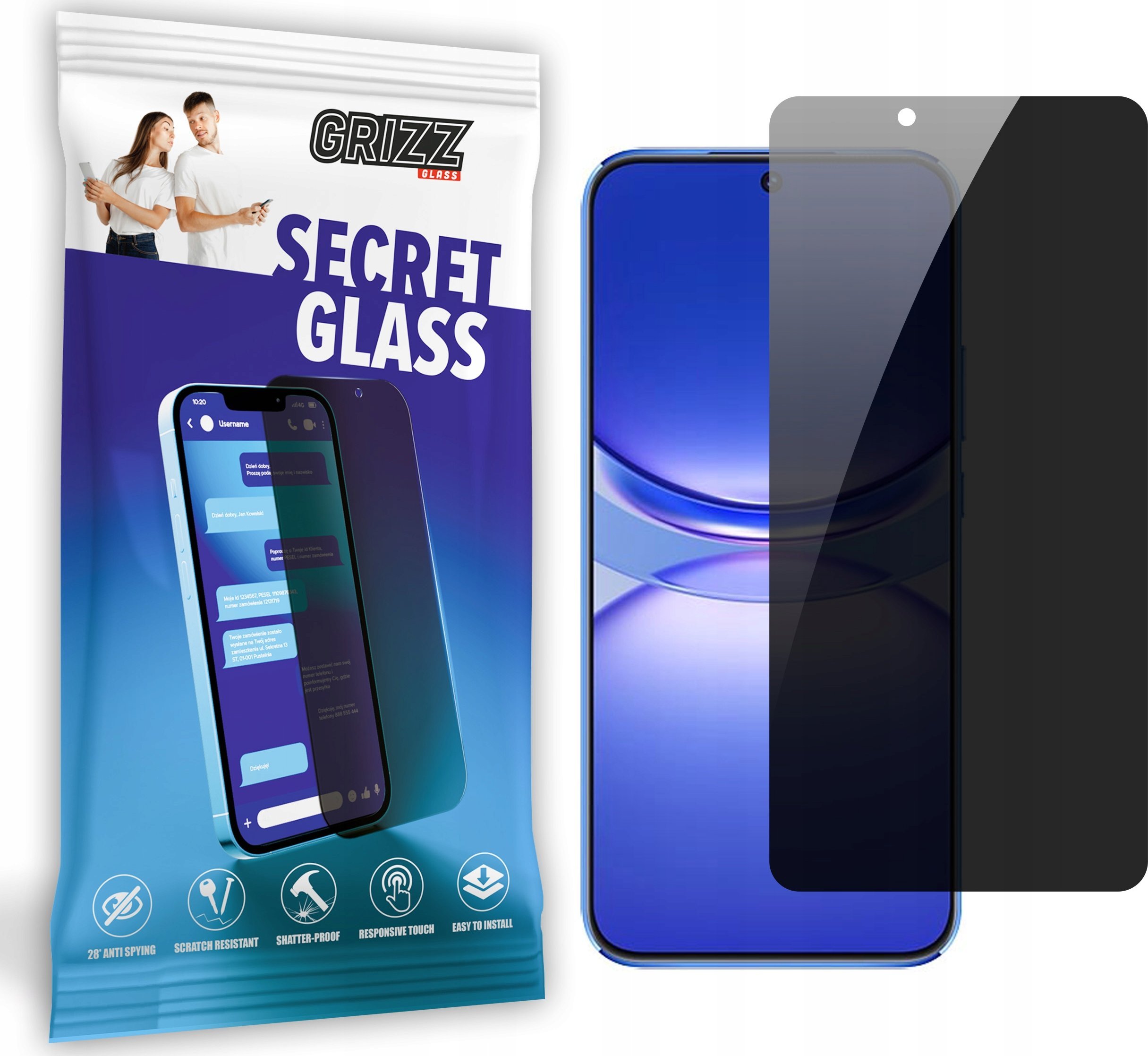 GrizzGlass Szkło prywatyzujące GrizzGlass SecretGlass do Huawei nova 12 Lite