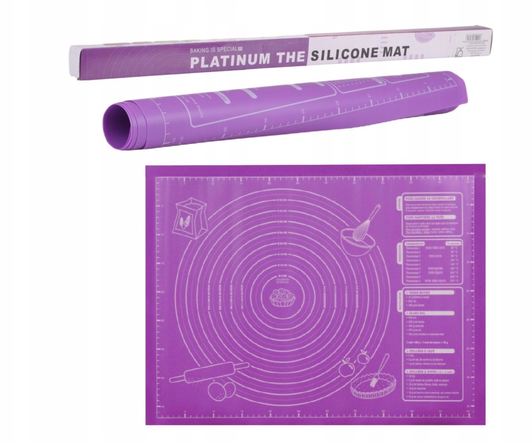 Stolnica silikonowa mata podkładka ciasta kuchenna podziałka duża xxl 60x45