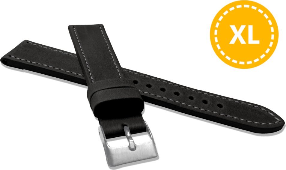 Lavvu LAVVU XXL Szyty czarny pasek SPORT z luksusowej skóry Top Grain - 16 XXL