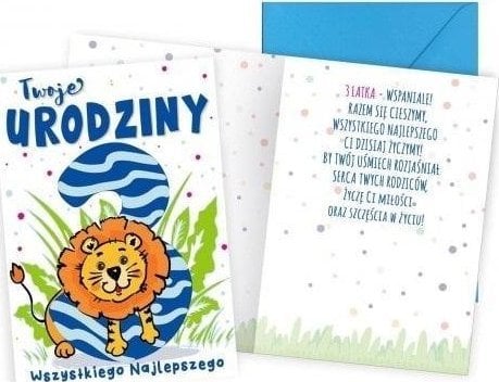 KUKARTKA Karnet B6 Urodziny 3 lew