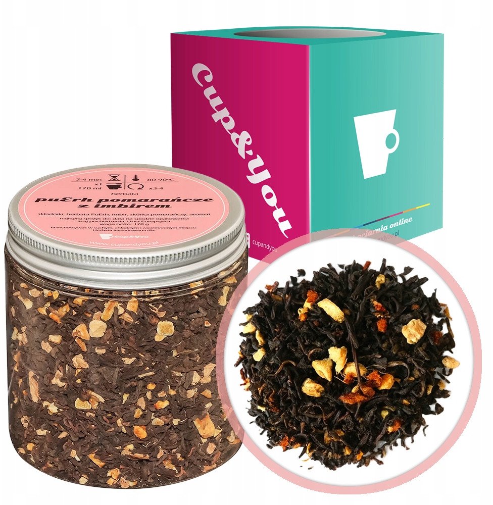 Herbata czerwona pu-erh POMARAŃCZE Z IMBIREM imbir skórka pomarańczy 170g - sypana liściasta herbata PREMIUM Cup&You