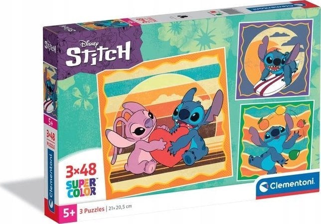 Clementoni Puzzle SuperColor Disney Stitch 3x48 elementów (25062)
