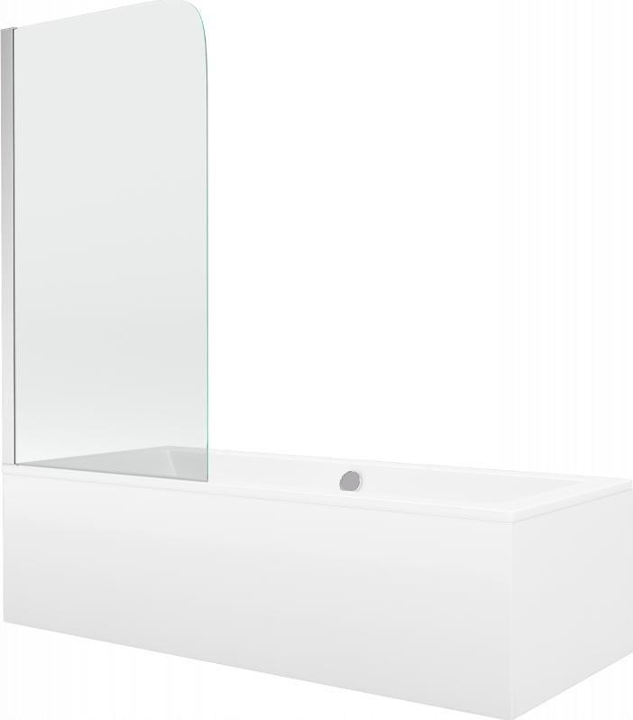 Wanna Mexen Mexen Cube wanna prostokątna 180 x 80 cm z obudową i parawanem 1-skrzydłowym 80 cm, transparent, chrom - 550518080X9008010100