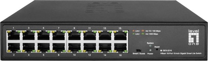 Switch LevelOne LevelOne GES-2216 łącza sieciowe Zarządzany L2 Gigabit Ethernet (10/100/1000) Czarny