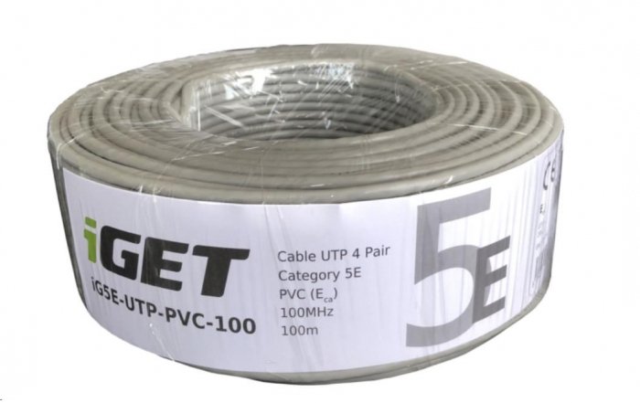 iGET INNA KABEL SKRĘTKA UTP KAT.5E WEWN. DRUT 100M SZARY (IG5EUTPPVC100) SZARY (IG5EUTPPVC100) SZARY (IG5EUTPPVC100)